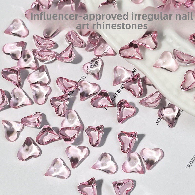 Nail Art Lotso - 50個入り シャイニーハートネイルアートラインストーン 8mm クリアハートレジン フラットバックネイルダイヤモンド ジェム