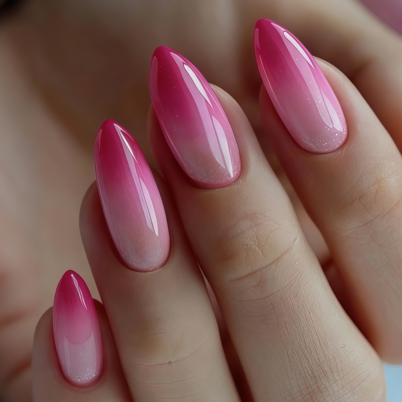 Nail Art Pink - 24個入りアーモンド型テクスチャネイルアートパーツ、温かみのあるピンクとヌードグラデーションカラー、ソリッドカラーネイルアート、ソフトでシンプルなデザイン