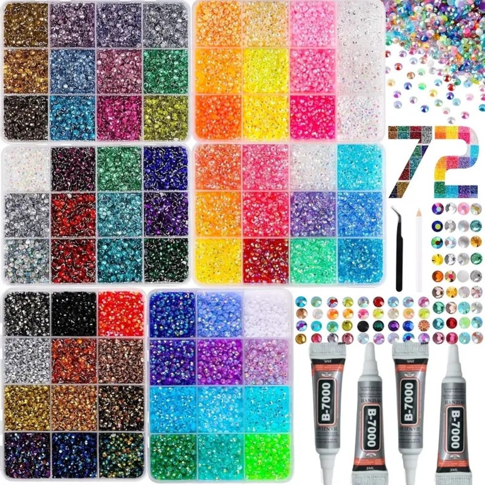 Rhinestone Nail Gem - マルチカラーレジンラインストーンキット キラキラ輝くDIYデコレーション ネイルアートラインストーン ダイヤモンドアート 混合サイズ フラットバックジェム