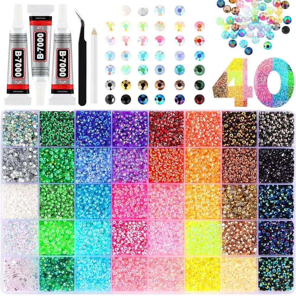 Rhinestone Nail Gem - マルチカラーレジンラインストーンキットDIYデコレーションクラフト用品ゼリーラインストーンキラキラフラットバックジェムネイルアートクラフト用