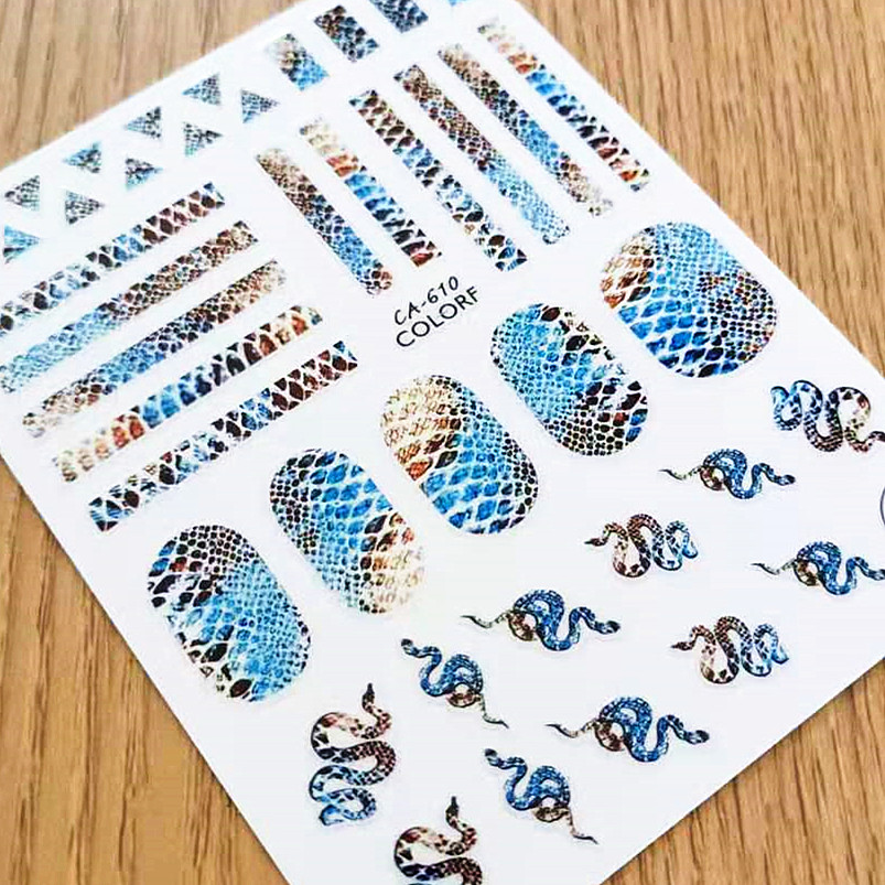 Nail Art Zebra Design - 1 PC ヘビゼブラスキンデザイン 3D バックグルーデカールスタンピング DIY