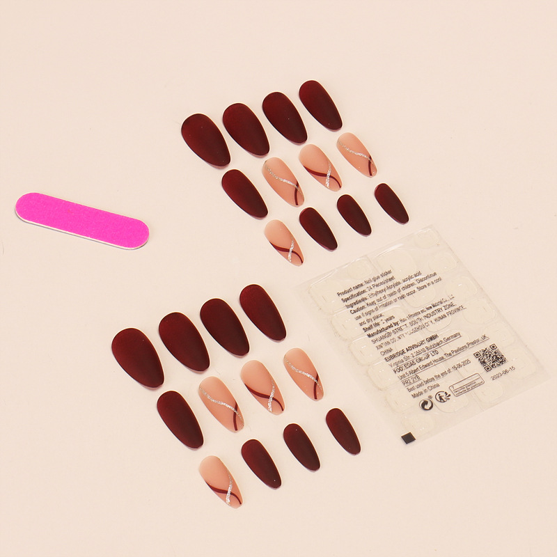 24 個ミッドレングスアーモンドゴールドストライプミディアム - Nail Art Pink のレビューと価格