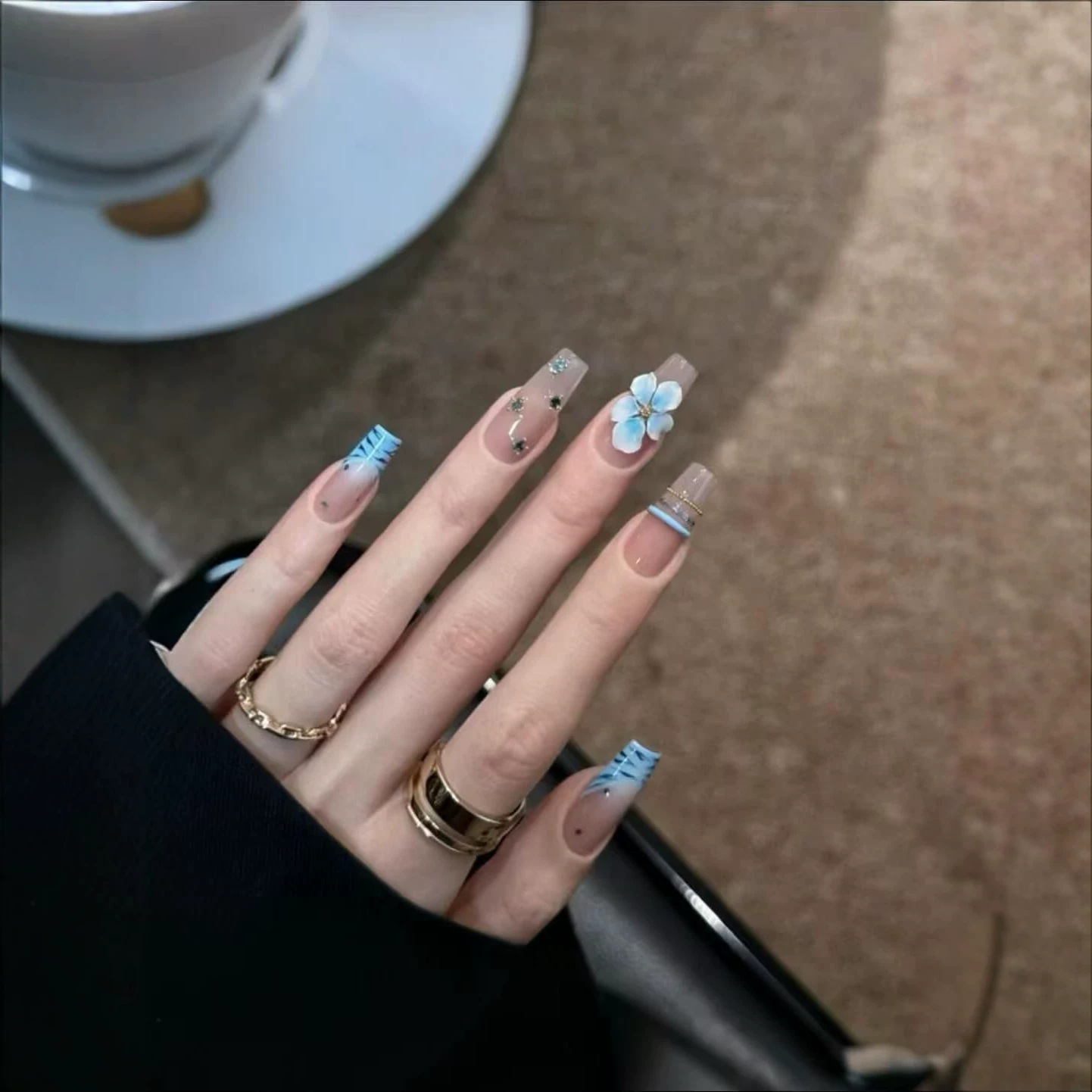 10個入り ハンドメイド ミドルプレスオンネイル ブルーゼブ - Nail Art Zebra Design のレビューと価格
