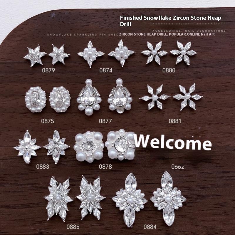 5 個スノーフレークフラワージルコンパールクリスタルラインス - Nail Art Flower のレビューと価格
