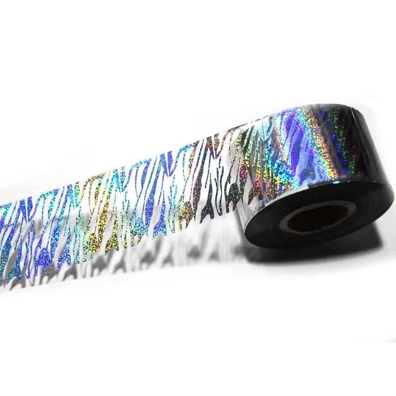 100 メートルホログラフィックゼブラ箔スライダーアニマルプ - Nail Art Zebra Design のレビューと価格