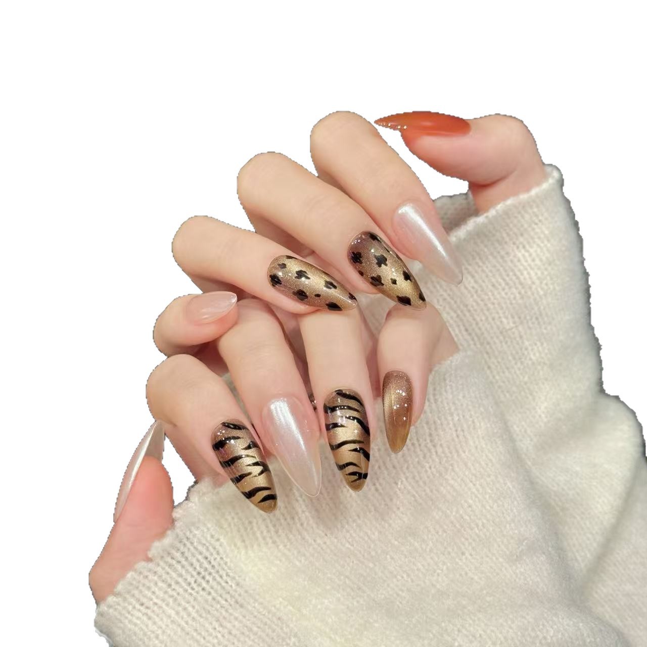 10個入り ハンドメイド アーモンド型 つけ爪 キラキラ キ - Nail Art Zebra Design のレビューと価格