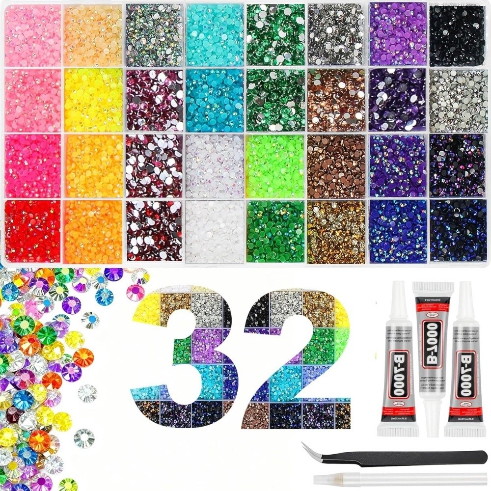 マルチカラーレジンラインストーンキット、キラキラ輝くDIYデ - Rhinestone Nail Gem のレビューと価格