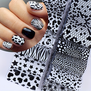 10枚入りミックスパターンネイル転写シール – ヒョウ、ゼブ - Nail Art Zebra Design のレビューと価格