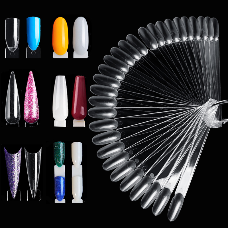 ネイルアート用の偽の先端,透明,自然,黒,アクリル,ファン, - Nail Art Navy のレビューと価格