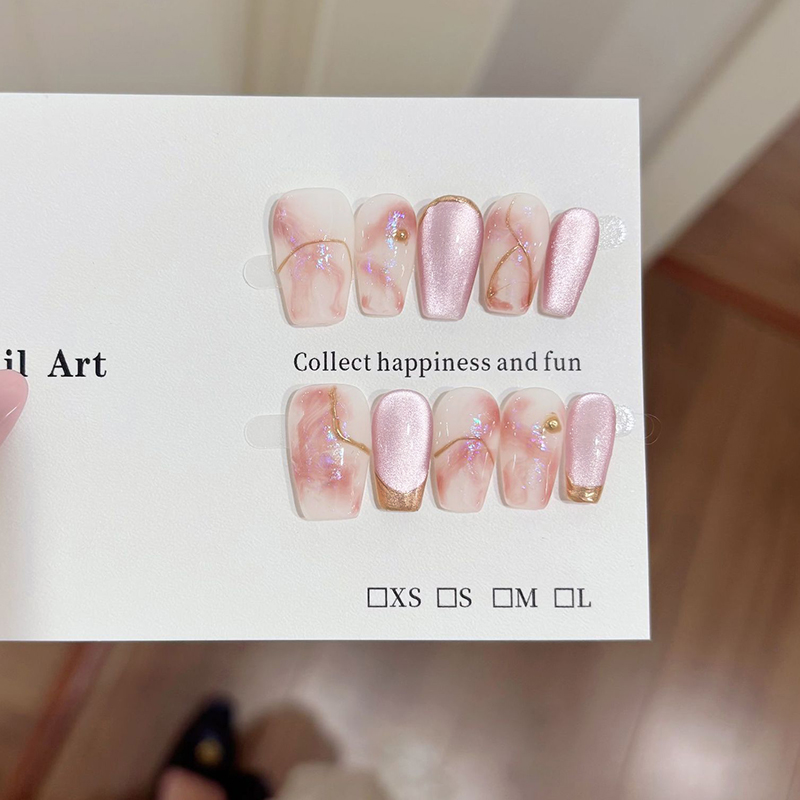 10 ピース/セットブラッシュピンクグラデーション手作りショ - Nail Art Pink のレビューと価格