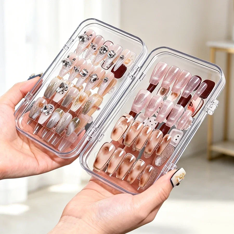 クリア折りたたみ式プレスオンネイル収納ボックス、防塵ネイルチ - Nail Art Navy のレビューと価格