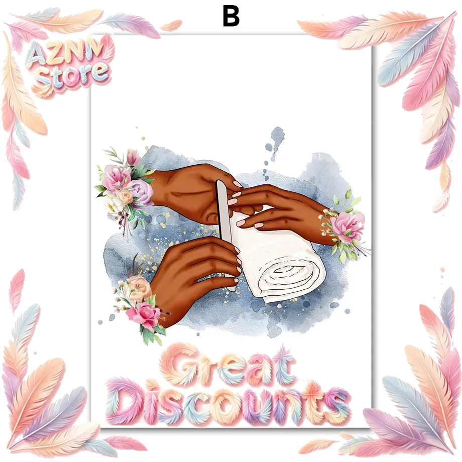 ウォールアートキャンバス絵画 花柄 ファッションガール ラブ - Nail Art Flower のレビューと価格