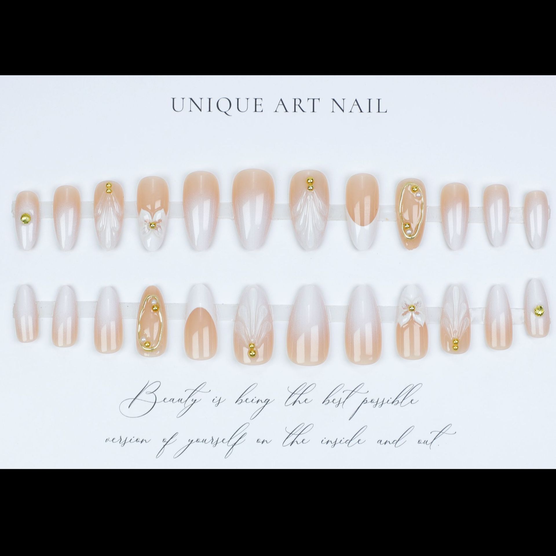 女性・女の子向け3Dフェイクネイル グラデーションヌードホワ - Nail Art Flower のレビューと価格