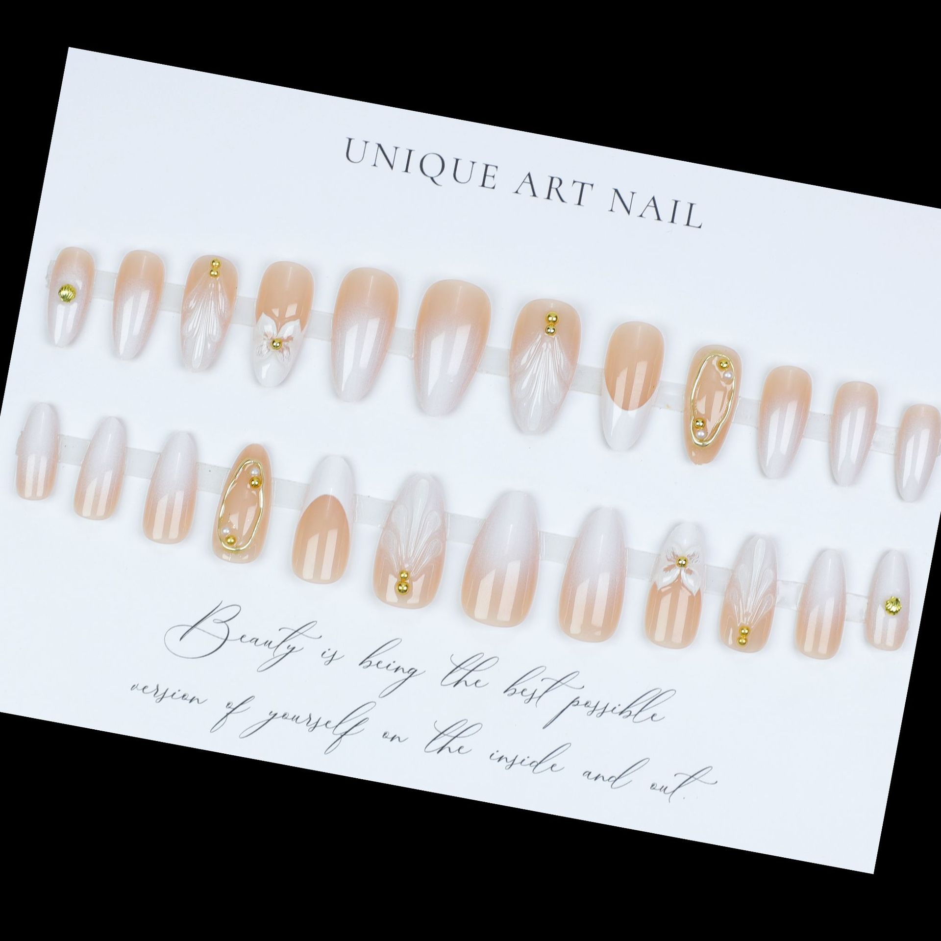 女性・女の子向け3Dフェイクネイル グラデーションヌードホワ - Nail Art Flower のレビューと価格