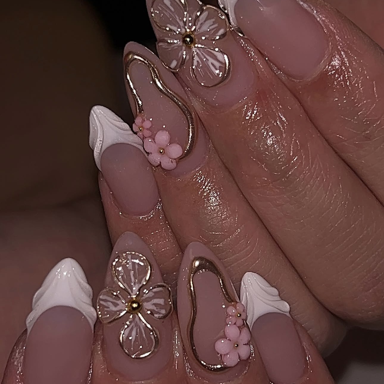 女性・女の子向け3Dフェイクネイル グラデーションヌードホワ - Nail Art Flower のレビューと価格