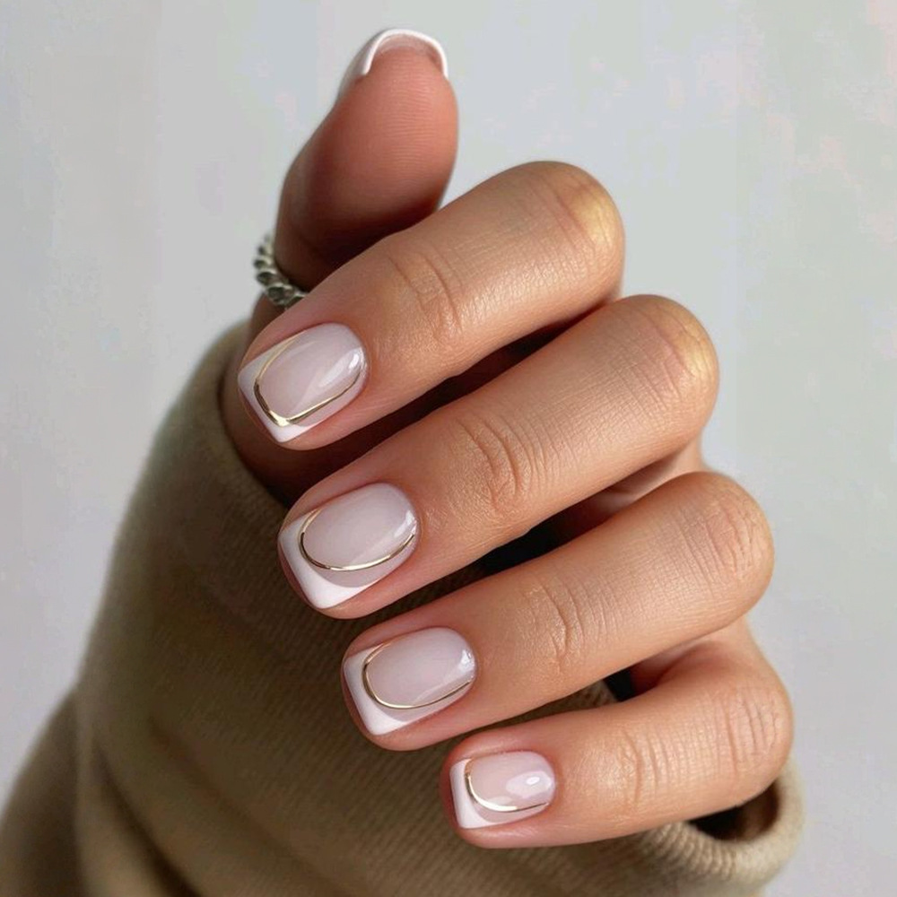 24枚入り ピンクの取り外し可能なネイルパッチ フレンチホワ - Nail Art Pink のレビューと価格