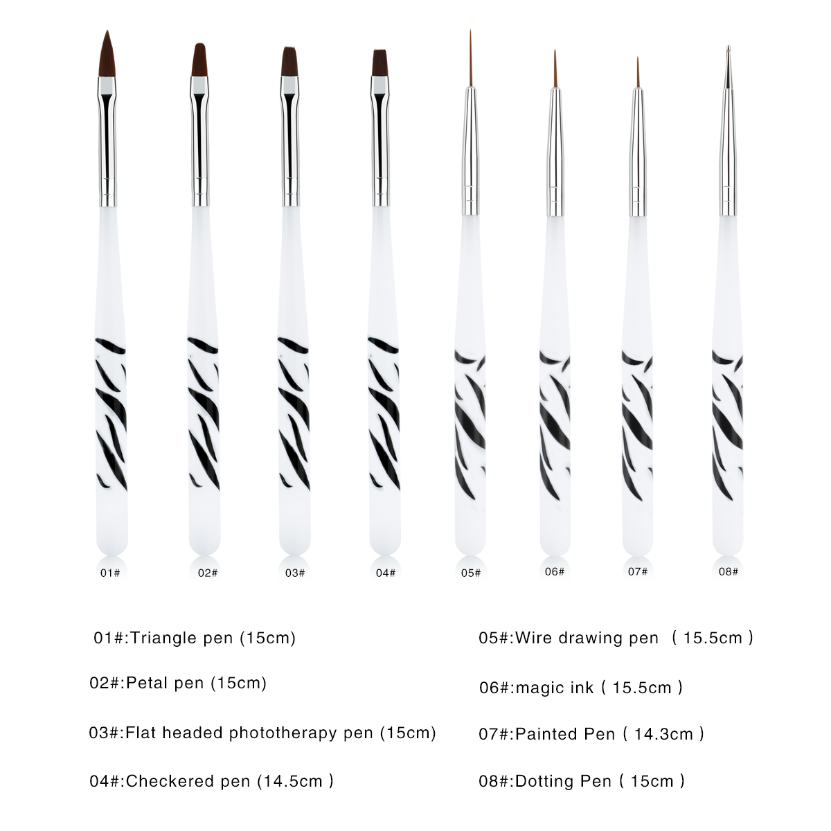 ゼブラ柄ネイルブラシセット ネイルアートデザイン マニキュア - Nail Art Zebra Design のレビューと価格