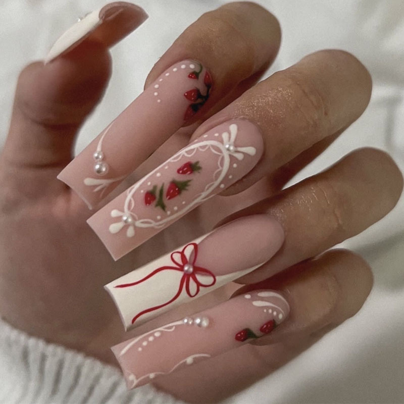 24枚入りフラワープレスオンネイルアートラインフレンチチップ - Nail Art Flower のレビューと価格