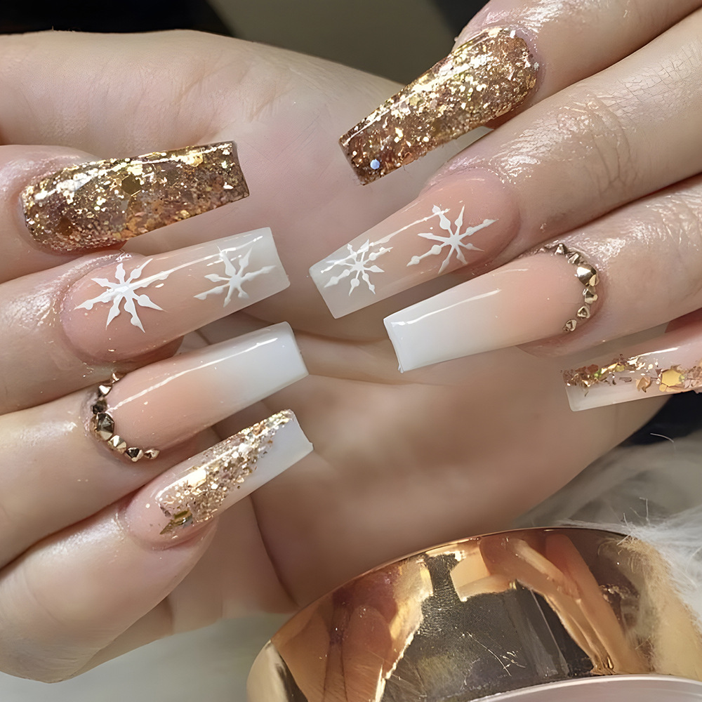 24枚入りフラワープレスオンネイルアートラインフレンチチップ - Nail Art Flower のレビューと価格